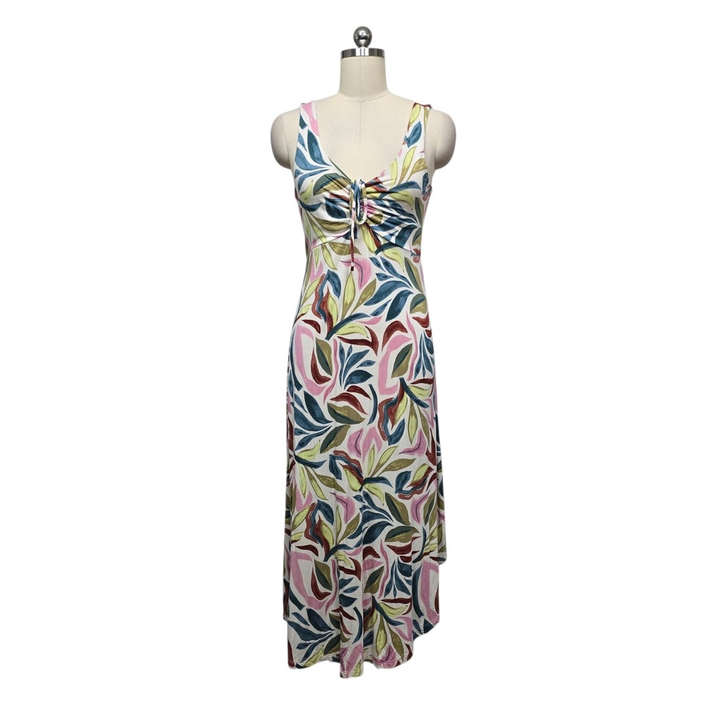 Z Supply Womens Tropical Leaf Print Maxi‎ Dress Pink Blue Green Size Medium